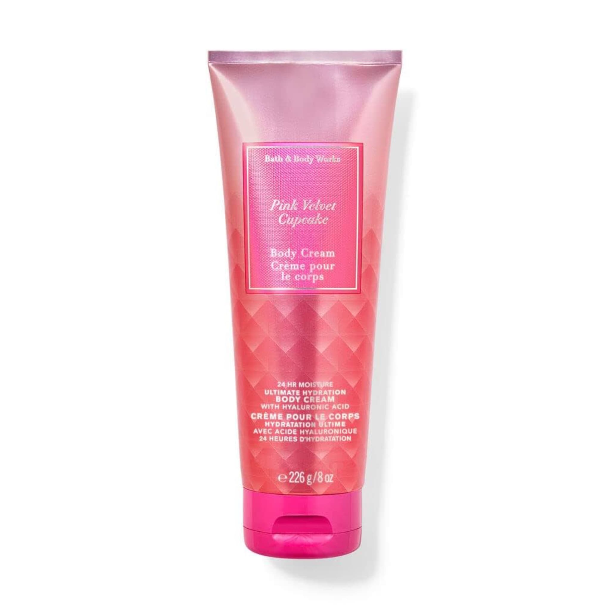 کرم بدن فوق مرطوب‌کننده و معطر بث اند بادی پینک ولوت کاپ کیک حاوی شی باتر Bath & Body Works Pink Velvet Cupcake Ultimate Hydration Body Cream