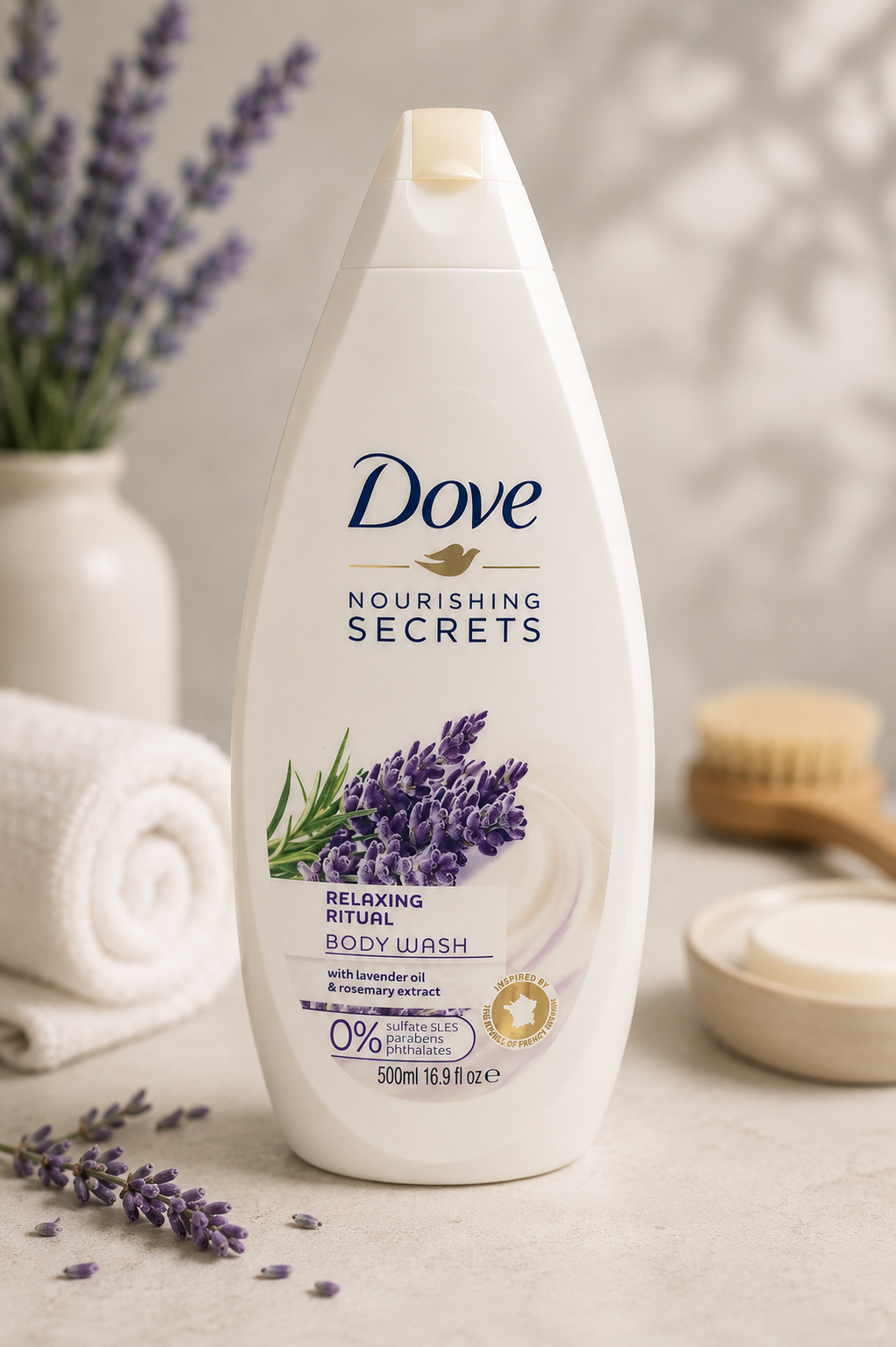 شامپو بدن ریلکس کننده داو عصاره روغن اسطوخودوس و رزماری DOVE Relaxing Ritual Body Wash
