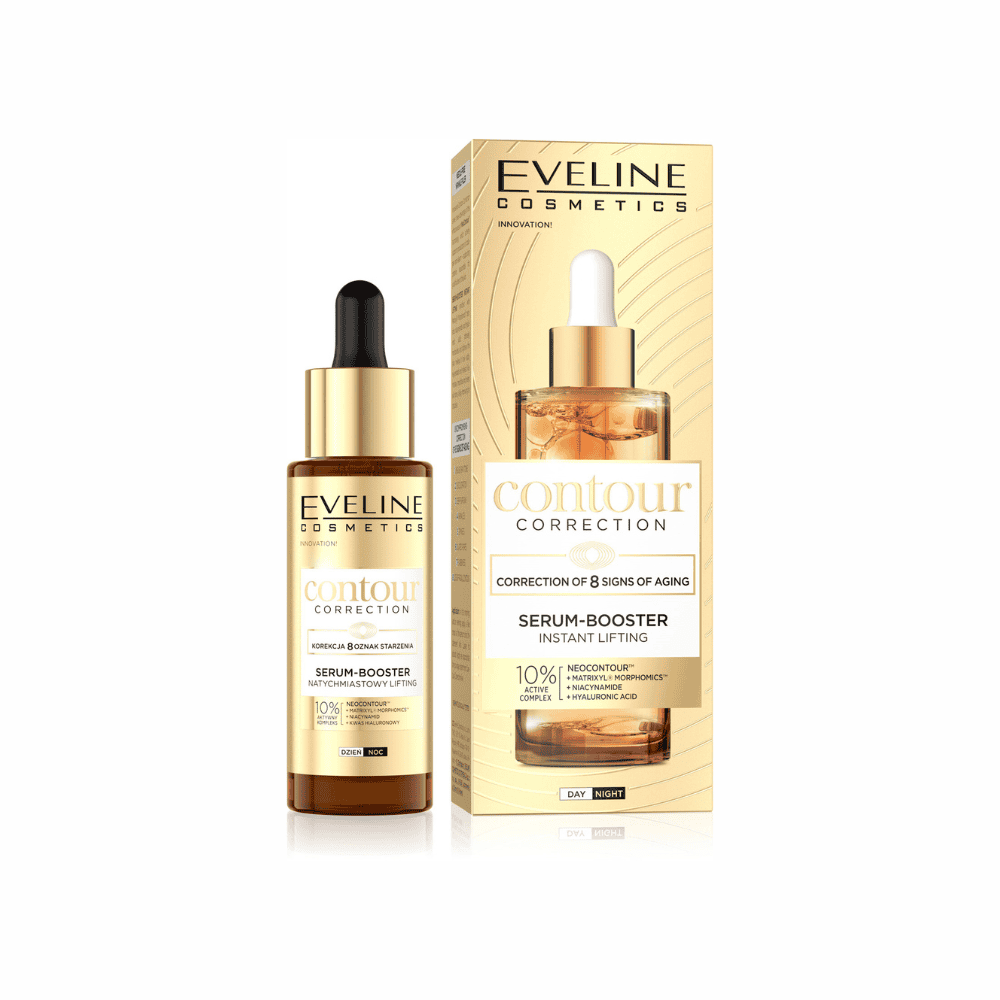 سرم ضدچروک و لیفت سریع و اصلاح کانتور صورت مدل کانتور بوستر اولاین Eveline Cosmetics Contour Correction Serum-Booster Instant Lifting