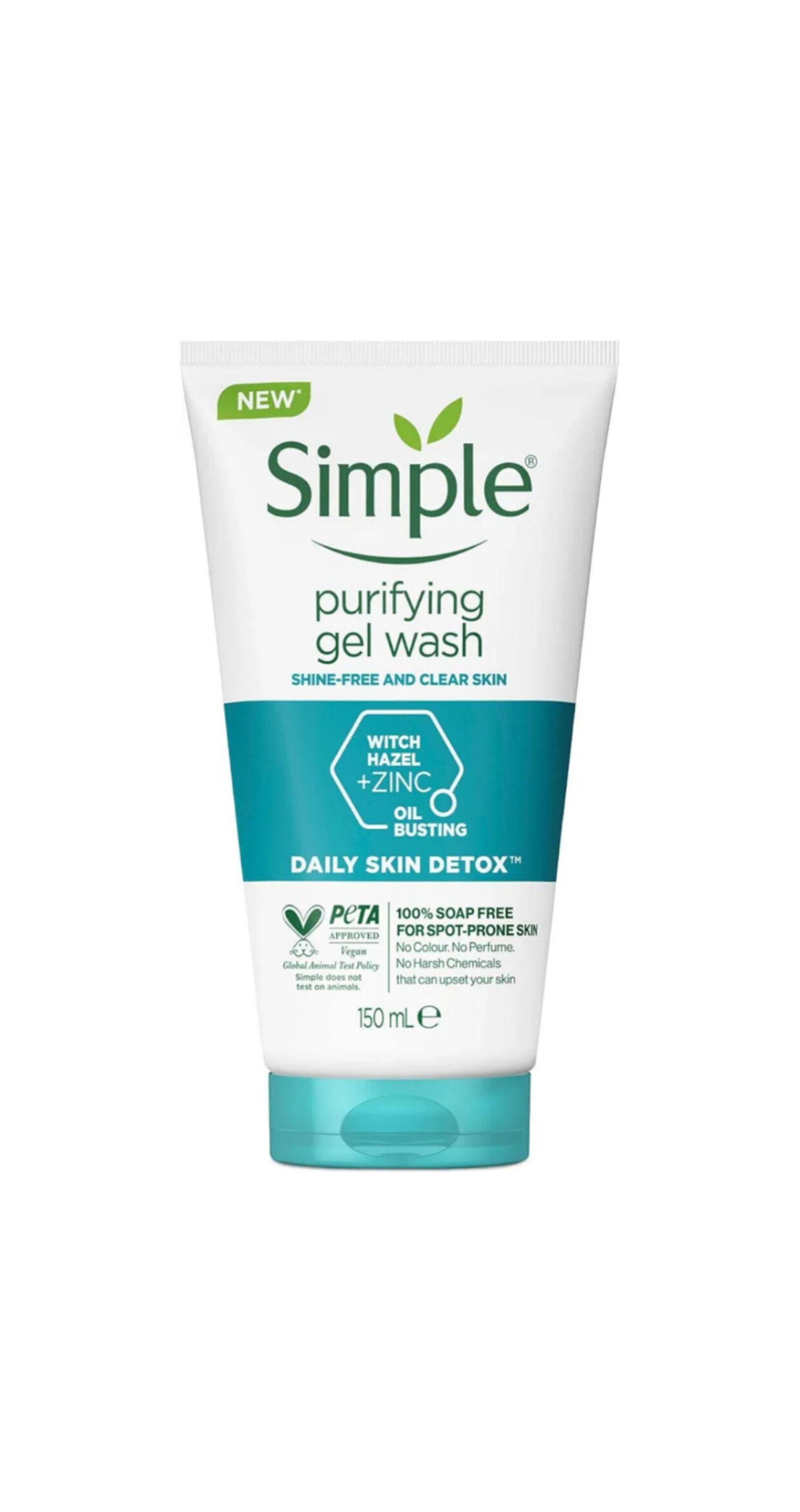 ژل شستشوی صورت سیمپل پوست چرب و مستعد آکنه  با زینک  SIMPLE Daily Skin Detox Purifying Facial Gel