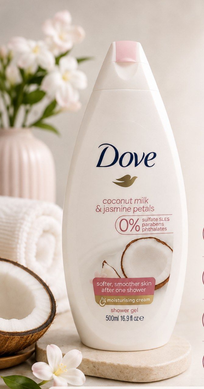 شامپو بدن داو حاوی شیر نارگیل و گلبرگ های یاس Dove Coconut Milk and Jasmine Petals Body Wash