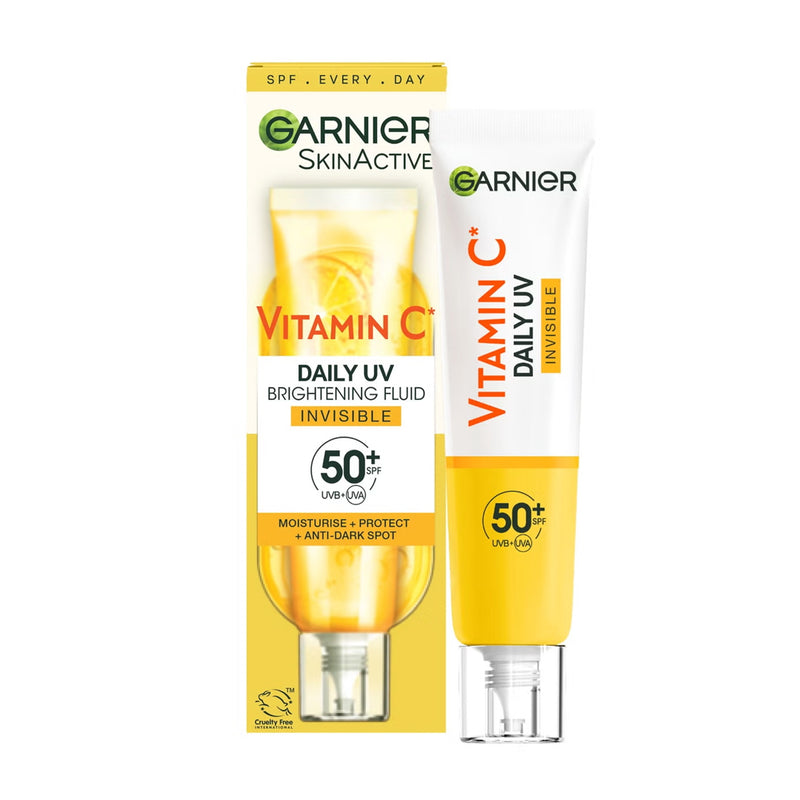 کرم ضد آفتاب فلوئیدی و ضدلک پوست ویتامین سی گارنیه Garnier Vitamin C Daily UV Brightening Fluid Invisible SPF50