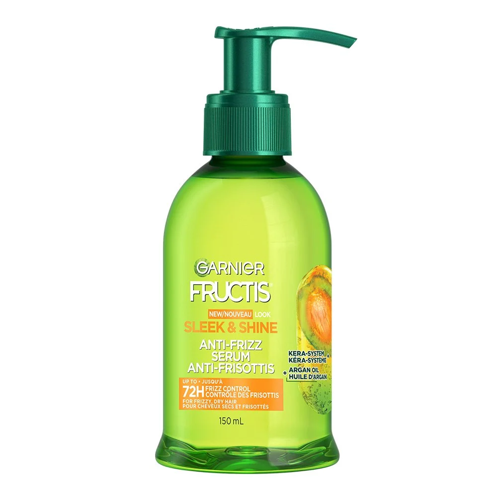 سرم مو ضد وز گارنیه فروکتیس اسلیک اند شاین حاوی روغن آرگان و سیستم وگان کرا Garnier Fructis Sleek & Shine Anti-Frizz Hair Serum