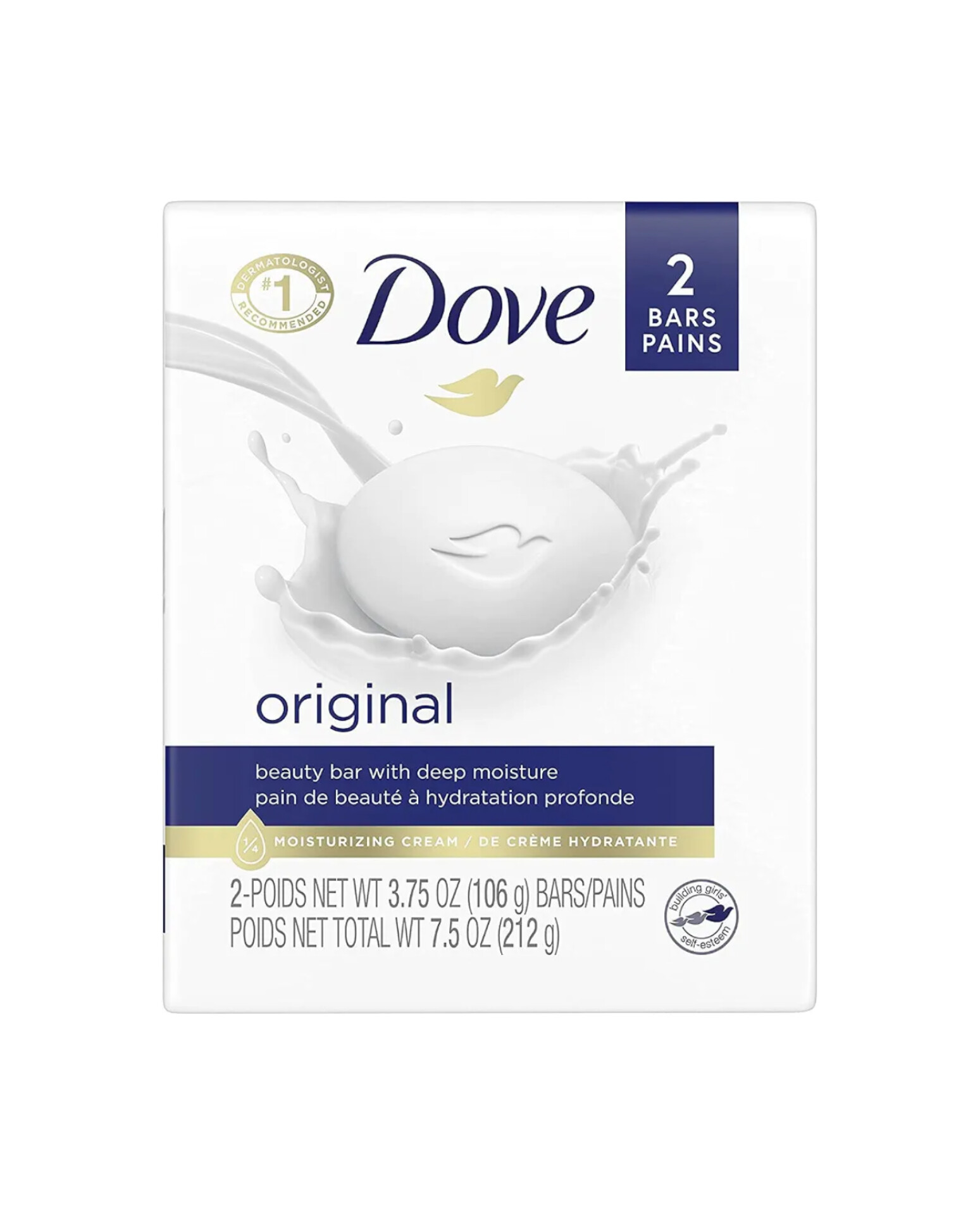 پک دوتایی صابون حاوی مرطوب‌کننده شستشوی صورت و بدن بیوتی بار وایت داو اورجینال آمریکا Dove Beauty Bar White Original