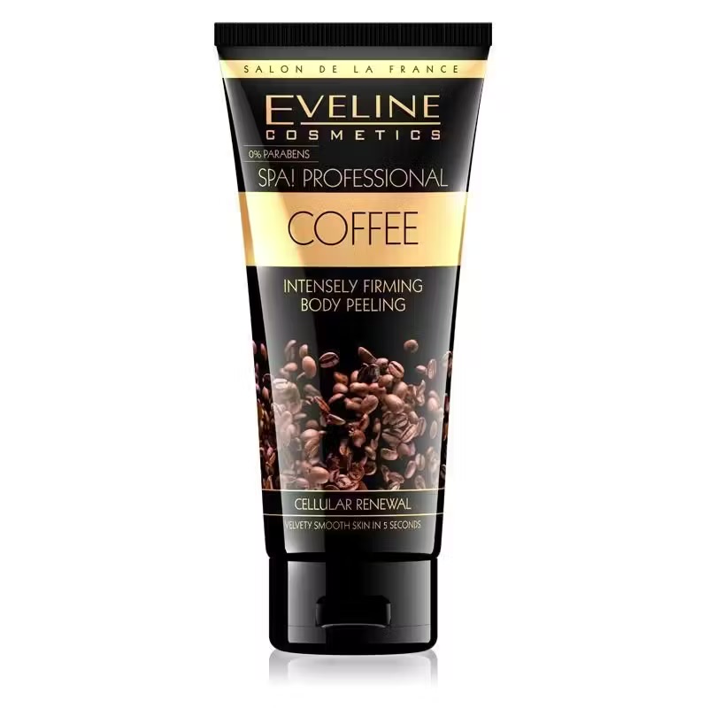 اسکراب لایه‌بردار بدن اولاین کافئین (قهوه)   EVELINE Professional Caffeine Peeling Body Scrub